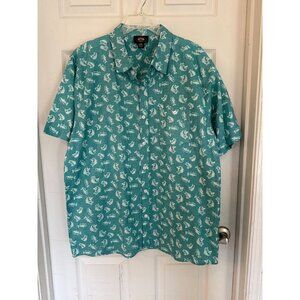 Stillwater Supply Bass Fish Print Button Down Short Sleeve Men's Shirt Size 2XL
